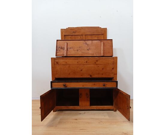 Credenza madia in abete rustica con piattaia - piano apribile - fine 800