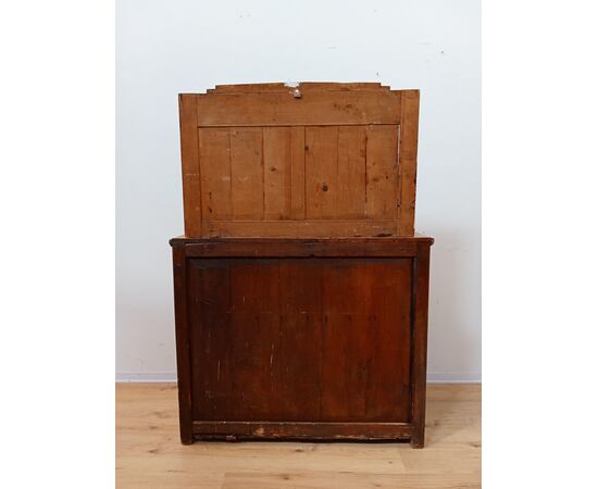 Credenza madia in abete rustica con piattaia - piano apribile - fine 800