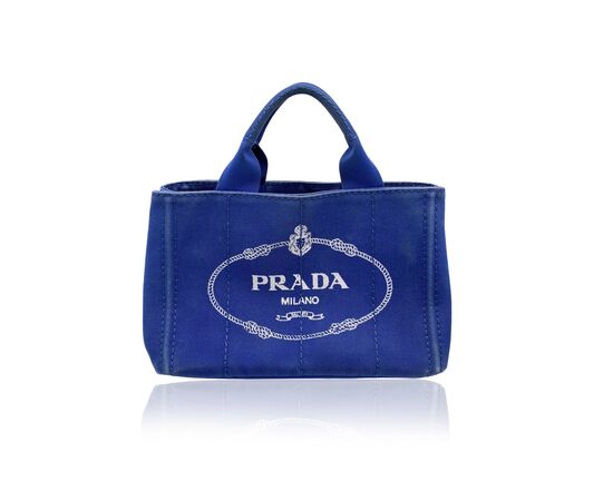 PRADA Borsa Shopper in Tela Col. Blu Canapa S