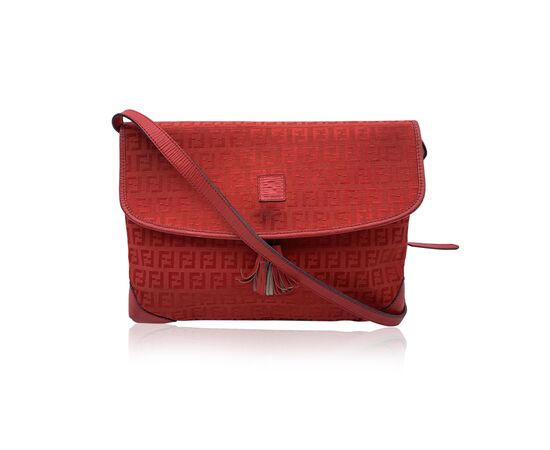 FENDI Borsa a Tracolla Vintage in Tela Col. Rosso M