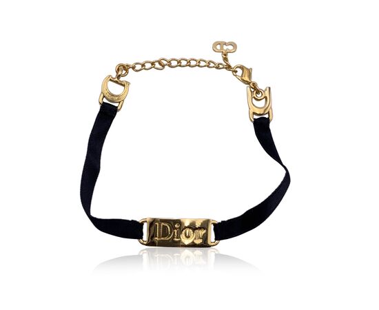 CHRISTIAN DIOR Bracciale Vintage in Tela Col. Nero