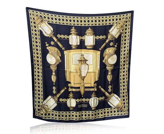 HERMES Foulard Vintage in Seta Col. Nero Feux de Route