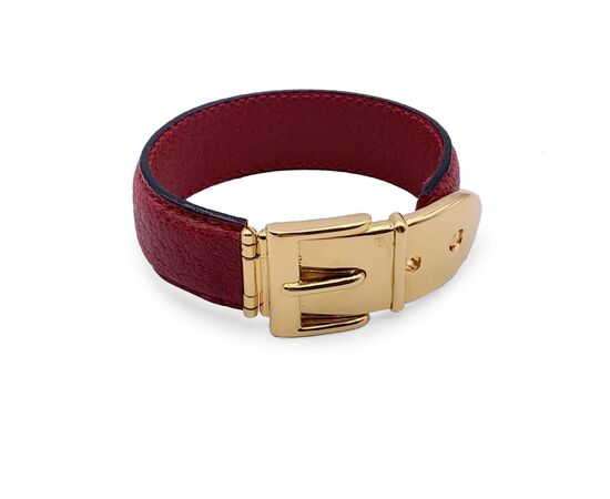 GUCCI Bracciale Vintage in Pelle Col. Rosso