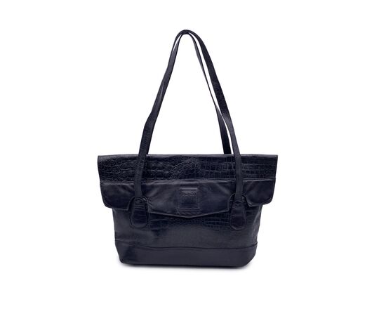 ENRICO COVERI Borsa Shopper Vintage in Pelle Col. Nero M