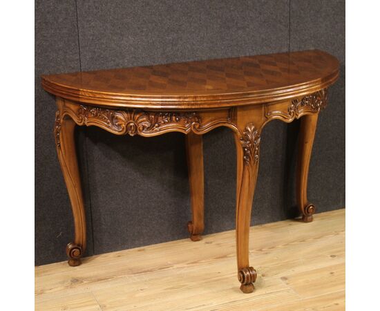 Demilune table with geometric decorations from the 20th century