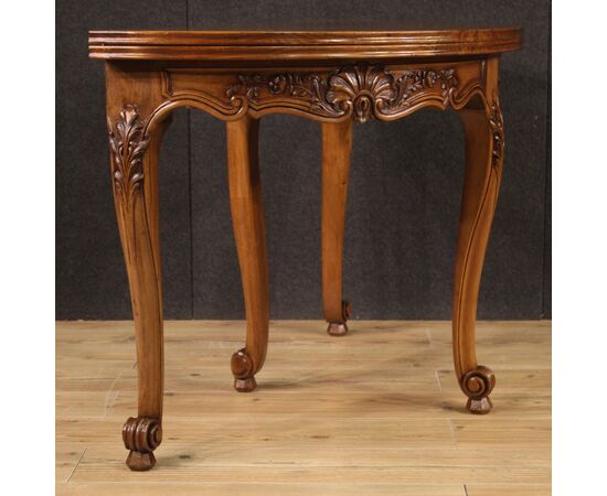 Demilune table with geometric decorations from the 20th century