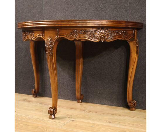 Demilune table with geometric decorations from the 20th century