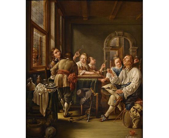 Allegra compagnia in un interno, Jacob Duck (Utrecht, 1600 - 1667) attribuibile