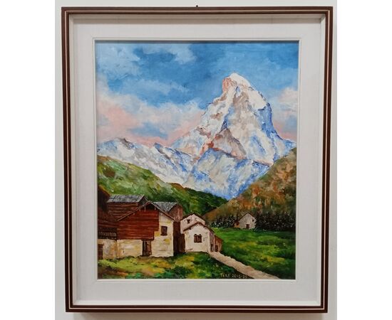 Quadro olio su tela Cervino - Dipinto - autore Tere - 1979