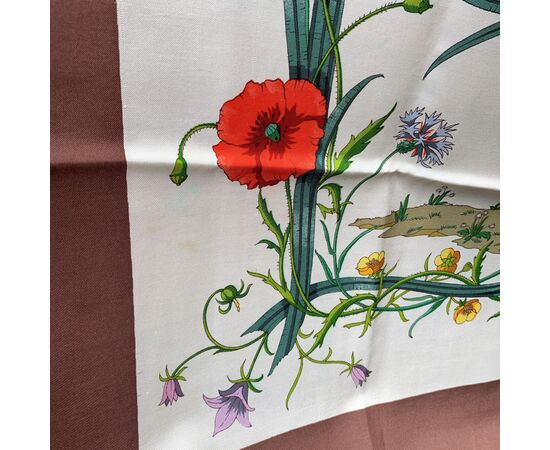 GUCCI Foulard Vintage in Seta Col. Marrone