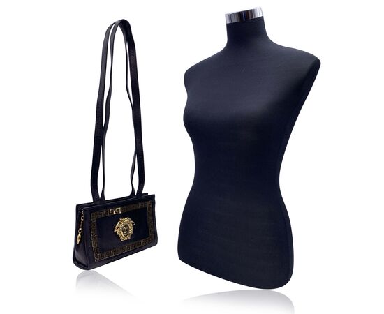 GIANNI VERSACE Borsa a Tracolla Vintage in Pelle Col. Nero Medusa S