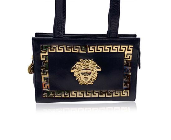 GIANNI VERSACE Borsa a Tracolla Vintage in Pelle Col. Nero Medusa S