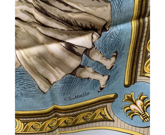 HERMES Foulard Vintage in Seta Col. Blu Chiens et Valets