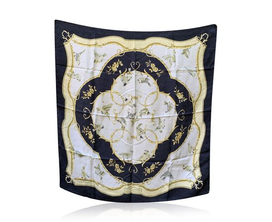 HERMES Foulard in Seta Col. Bianco La Cle Des Champs