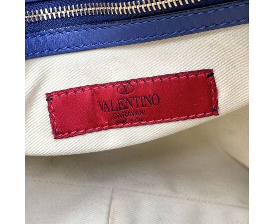 VALENTINO GARAVANI Borsa Shopper in Pelle Col. Blu Rockstud M