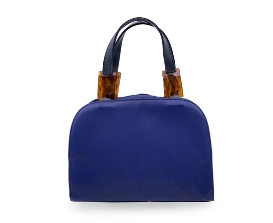 YVES SAINT LAURENT Borsa a Mano Vintage in Tela Col. Blu S