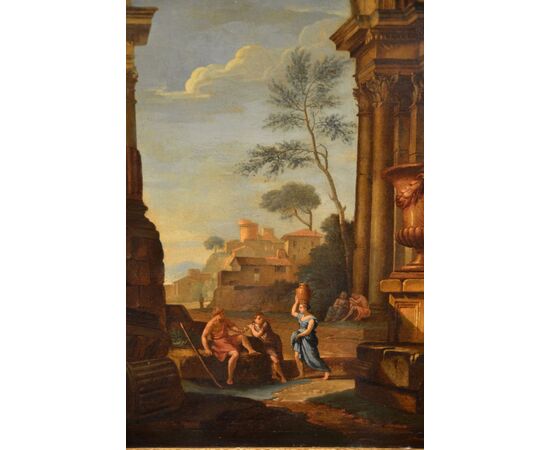 Capriccio con rovine architettoniche e figure, Pierre-Antoine Demachy, dipinto olio su tela