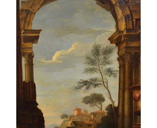 Capriccio con rovine architettoniche e figure, Pierre-Antoine Demachy, dipinto olio su tela