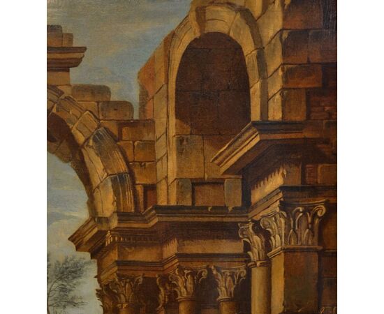 Capriccio con rovine architettoniche e figure, Pierre-Antoine Demachy, dipinto olio su tela