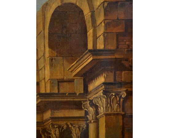 Capriccio con rovine architettoniche e figure, Pierre-Antoine Demachy, dipinto olio su tela