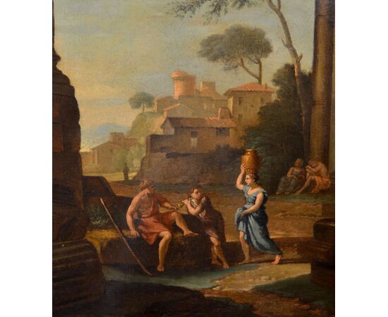 Capriccio con rovine architettoniche e figure, Pierre-Antoine Demachy, dipinto olio su tela