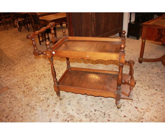 Carrello porta vivande del 1800 Francese in Legno di Noce