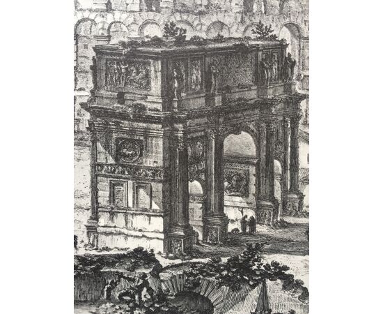 "Veduta dell'Arco di Costantino e dell'Anfitreato Flavio" -  XIX sec. - incisione a bulino Piranesi 