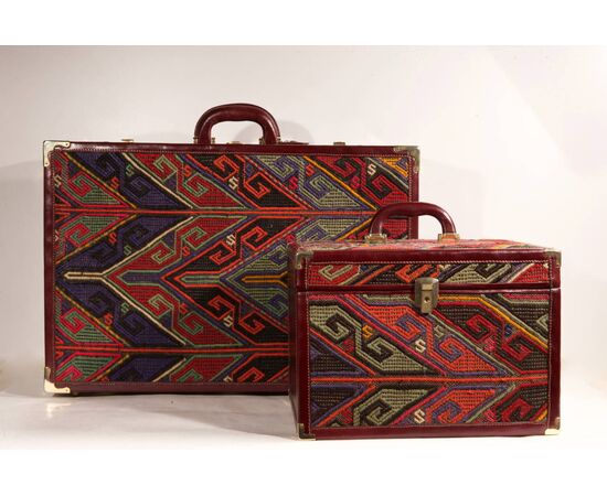 Suitcase and Beauty Case with Kilim, Vuitton Model     