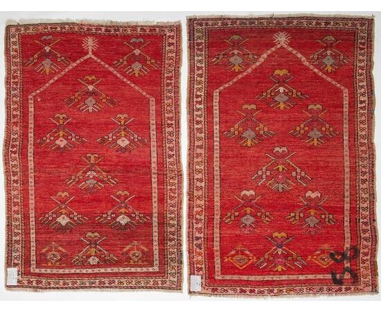 Pair of Antique Kirshehir Prayer Bedside Carpets     