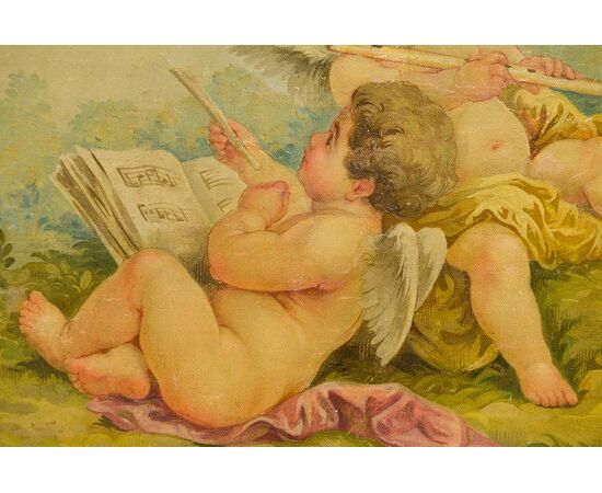 Set of Three Paintings &quot;Putti, Musical and Scientist Instruments&quot; for Aubusson     