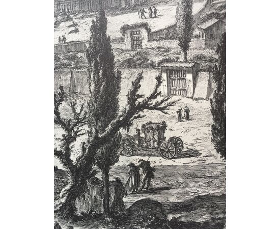 "Veduta dell'Arco di Costantino e dell'Anfitreato Flavio" -  XIX sec. - incisione a bulino Piranesi 