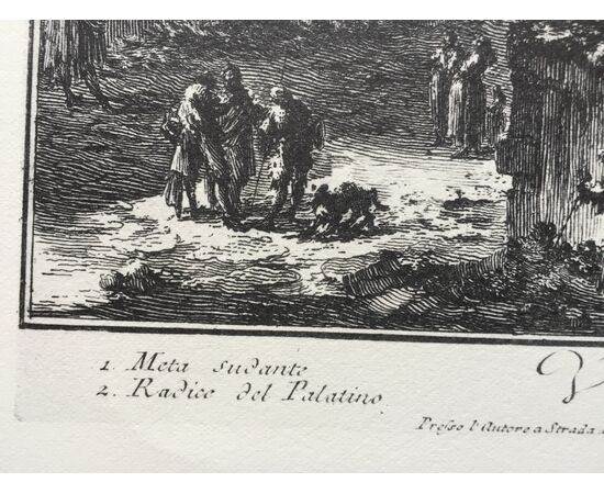 "Veduta dell'Arco di Costantino e dell'Anfitreato Flavio" -  XIX sec. - incisione a bulino Piranesi 
