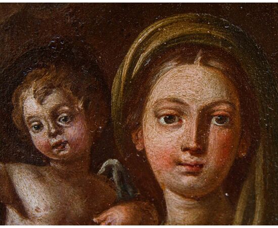  Scuola Romana-napoletana, XVII secolo, Madonna con Bambino