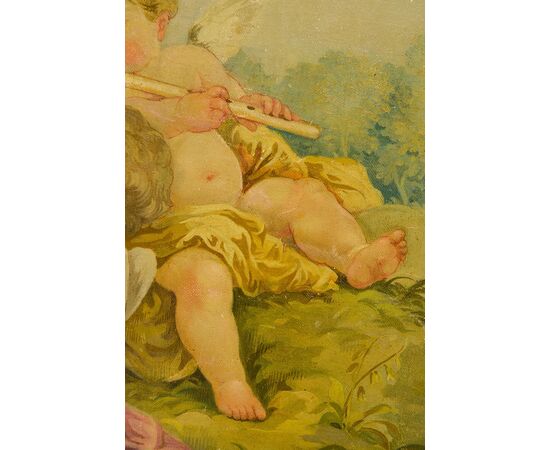 Set of Three Paintings &quot;Putti, Musical and Scientist Instruments&quot; for Aubusson     