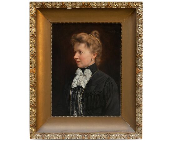 Pair of Portraits Antique Oil Paintings in Original Frames     