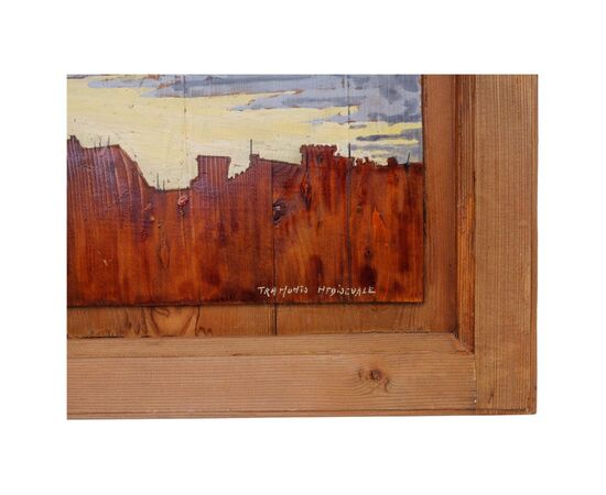 "Tramonto medioevale" dipinto su legno - O/6469 -