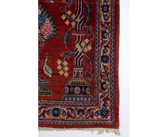 pair of antique KASHAN bedside rugs     