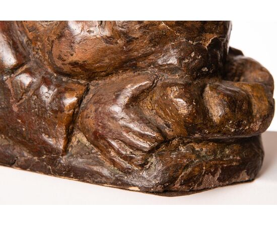 Ancient wooden sculpture &quot;sleeping girl&quot;     