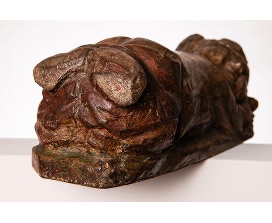 Ancient wooden sculpture &quot;sleeping girl&quot;     