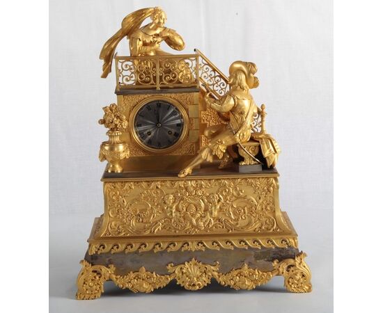 Antico orologio francese del 1800 stile Impero "Romeo & Giulietta"