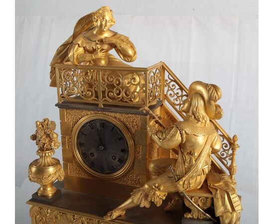 Antico orologio francese del 1800 stile Impero "Romeo & Giulietta"