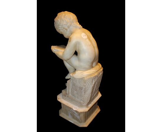 Scultura in marmo Francese del 1800 raffigurante putto