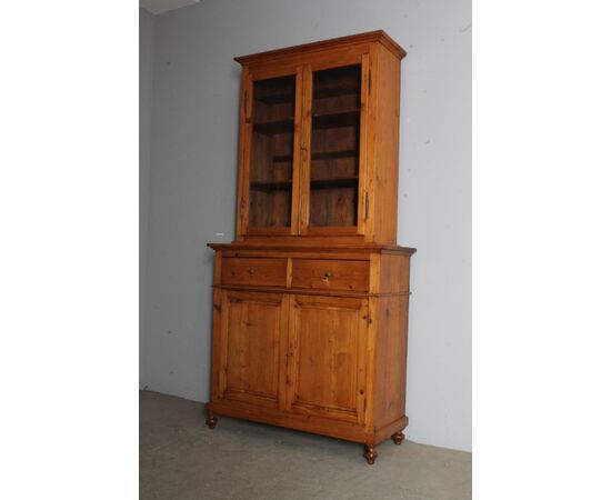 Antica credenza /vetrina arte povera toscana XIX restauro naturale cera . Mis molto rare .L 107 x 44 x 210