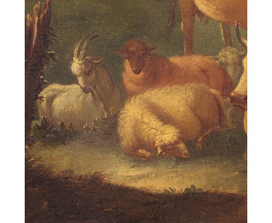 Italian bucolic landscape painting from the 18th century