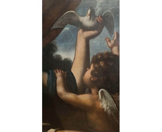 DIPINTO VENERE CHE GIOCA CON CUPIDO SCUOLA DI FRANCESCO FURINI META’ XVII SECOLO 