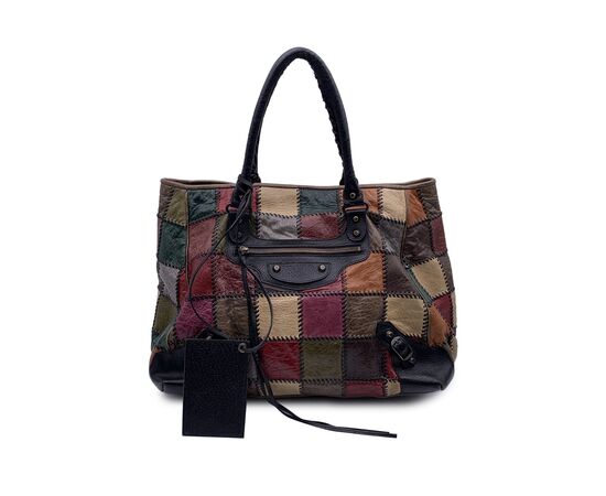 BALENCIAGA Borsa Shopper in Pelle Col. Multicolore Sunday L