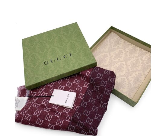 GUCCI Foulard in Lana Col. Bordeaux Scialle