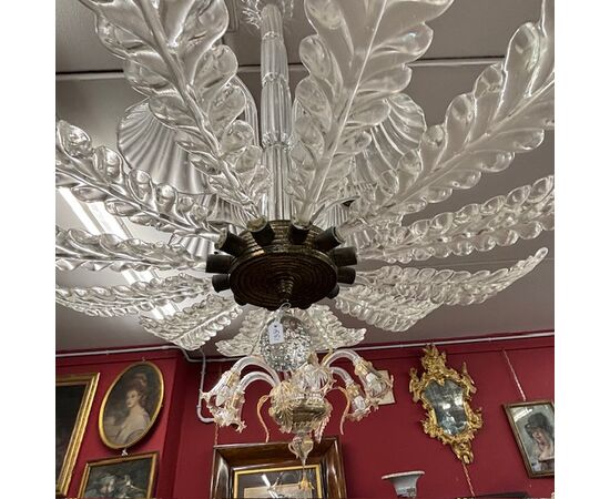 Antico splendido Lampadario Ercole Barovier . anni 30 art decò  .Vetro Murano. 