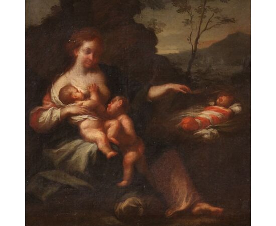 Italian painting Allegory of motherhood from the 18th century