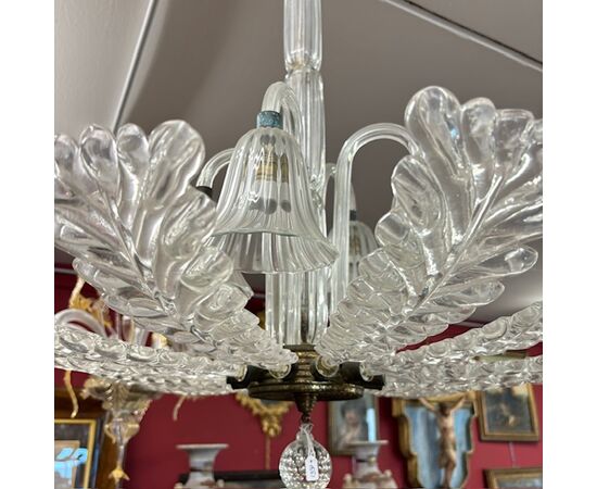 Antico splendido Lampadario Ercole Barovier . anni 30 art decò  .Vetro Murano. 